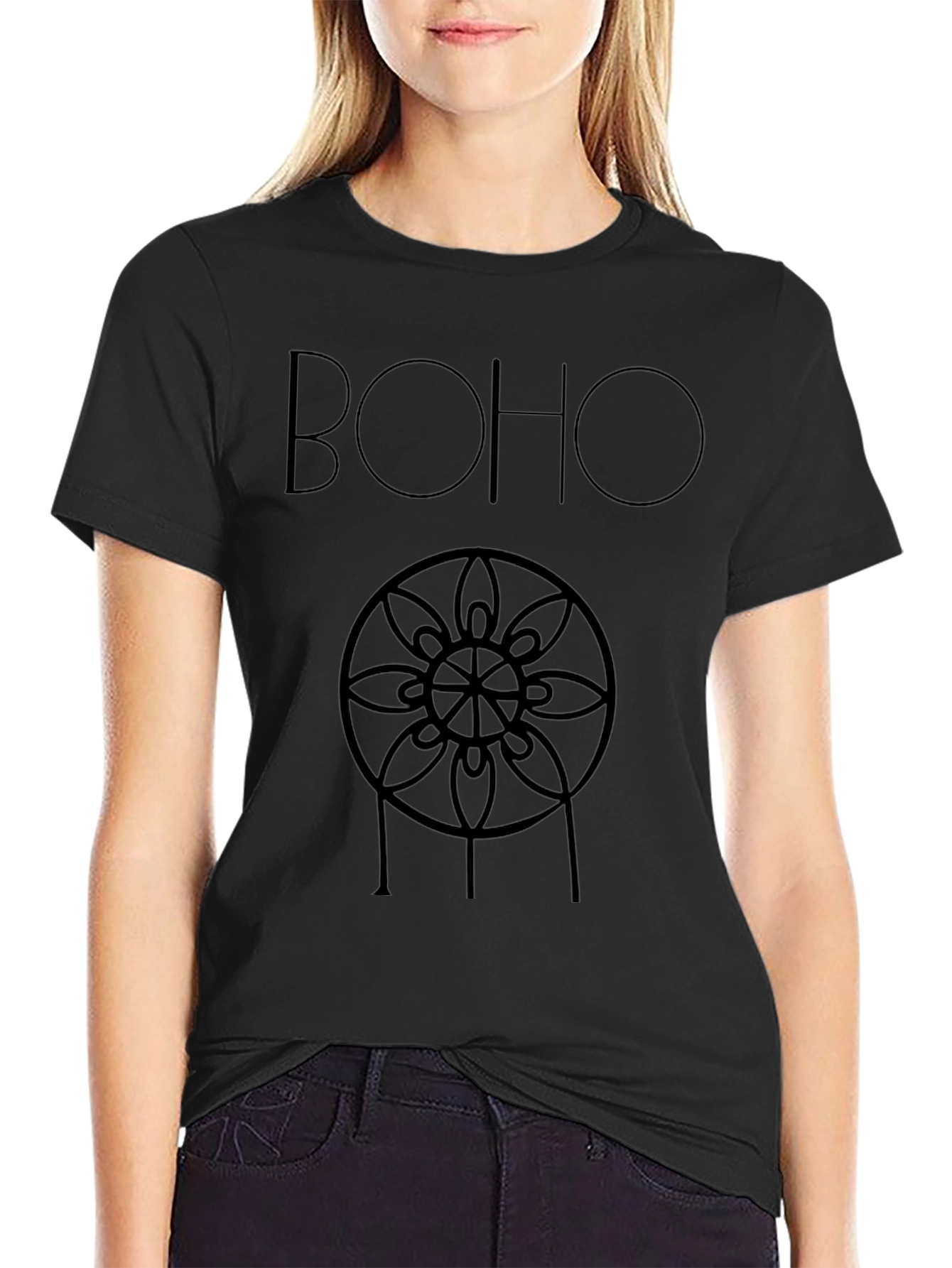 Boho Dreamcatcher Graphic Tee - Black