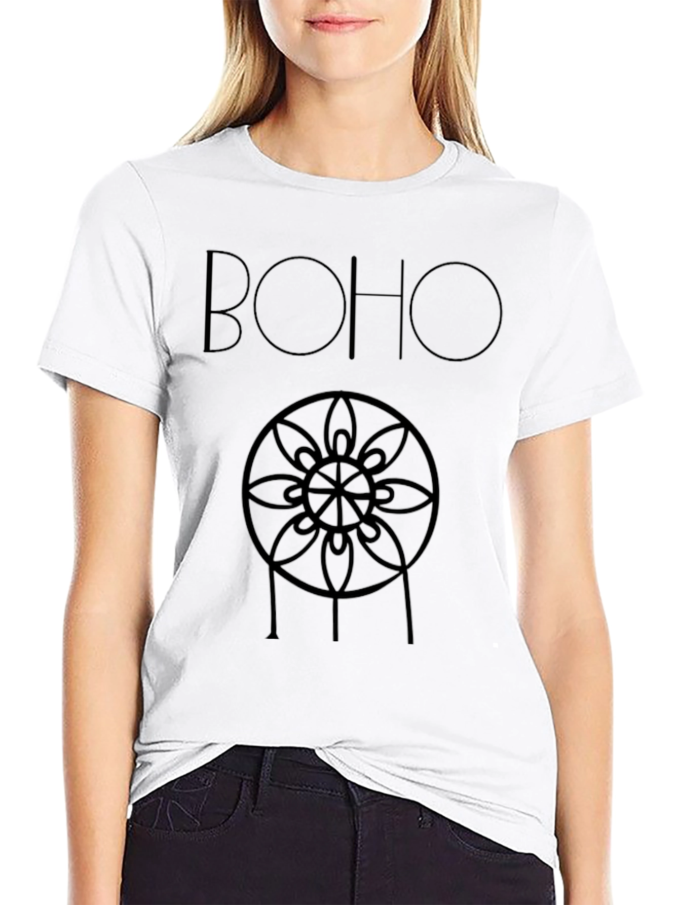 Boho Dreamcatcher Graphic Tee - Black