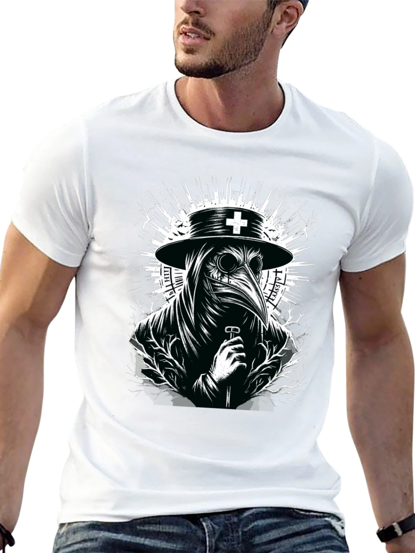Plague Doctor Graphic T-Shirt - Black