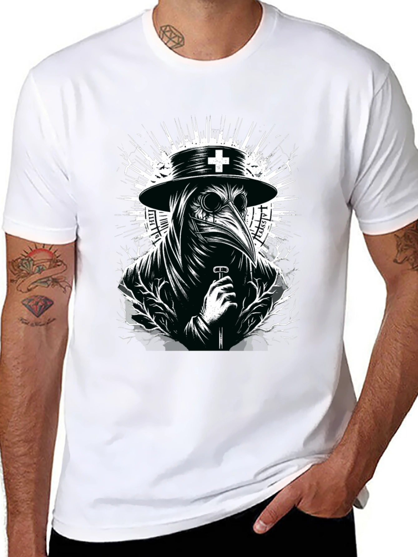 Plague Doctor Graphic T-Shirt - Black