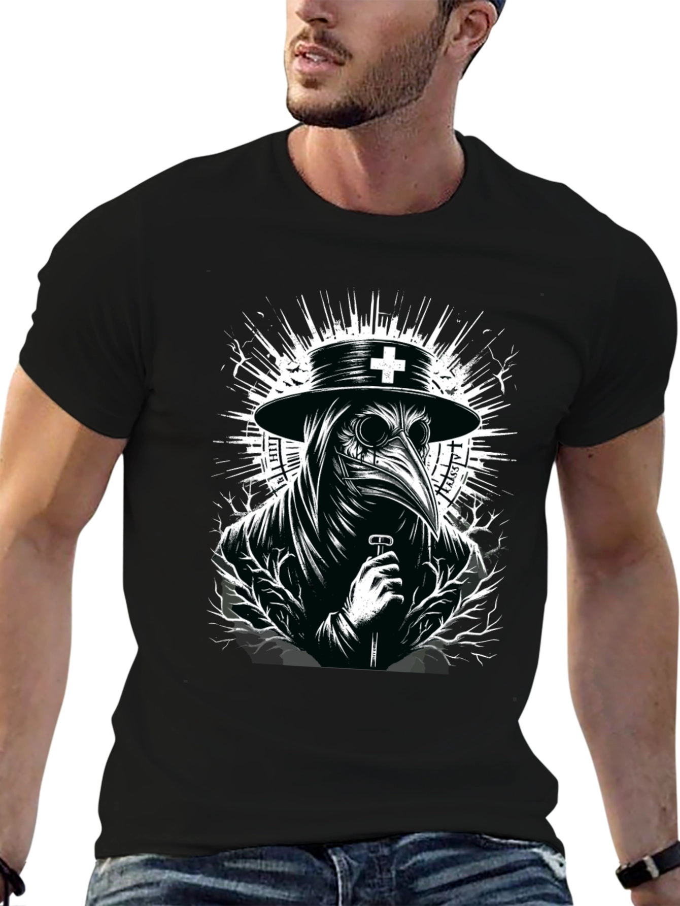 Plague Doctor Graphic T-Shirt - Black