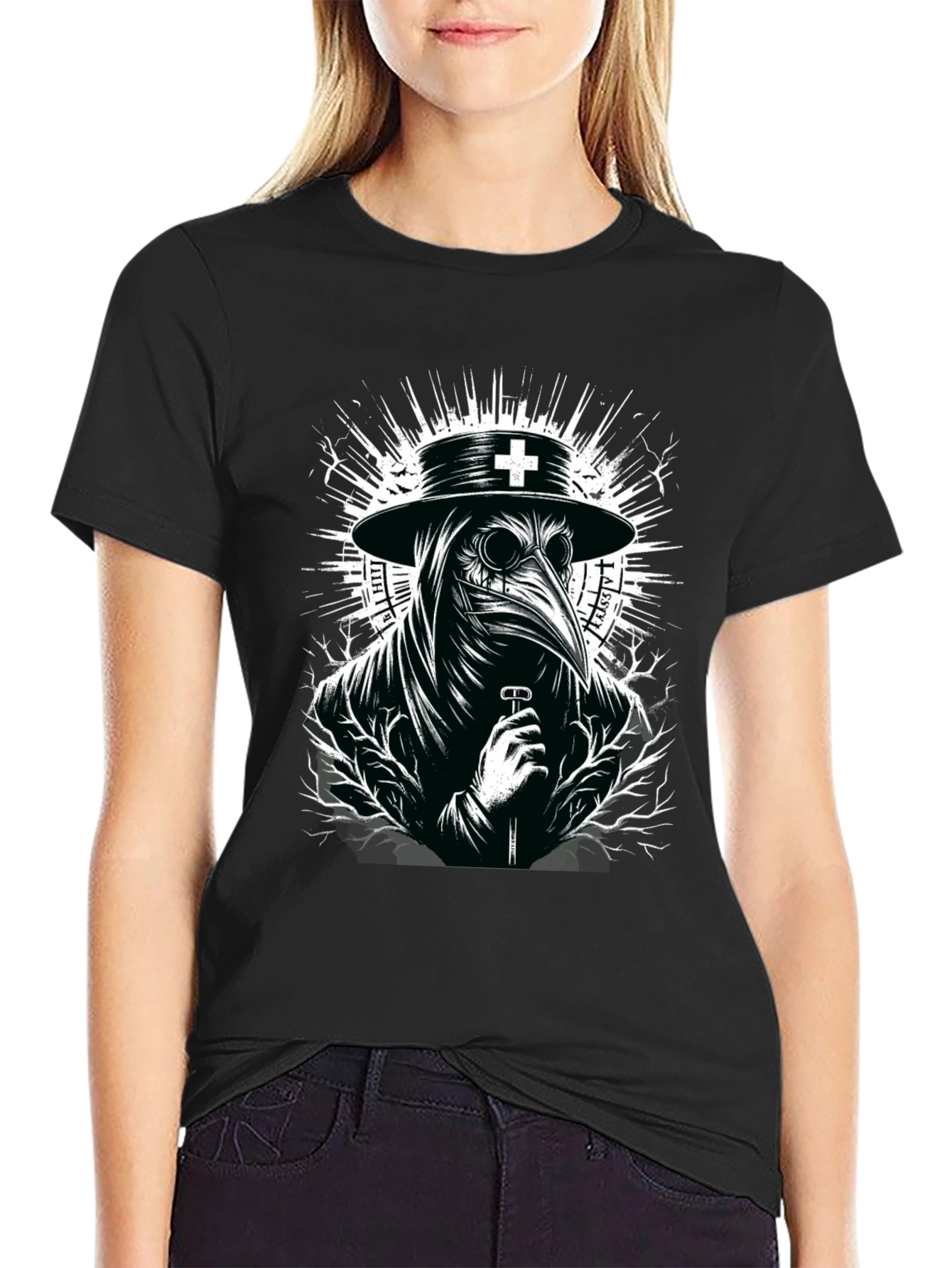 Plague Doctor Graphic T-Shirt - Black
