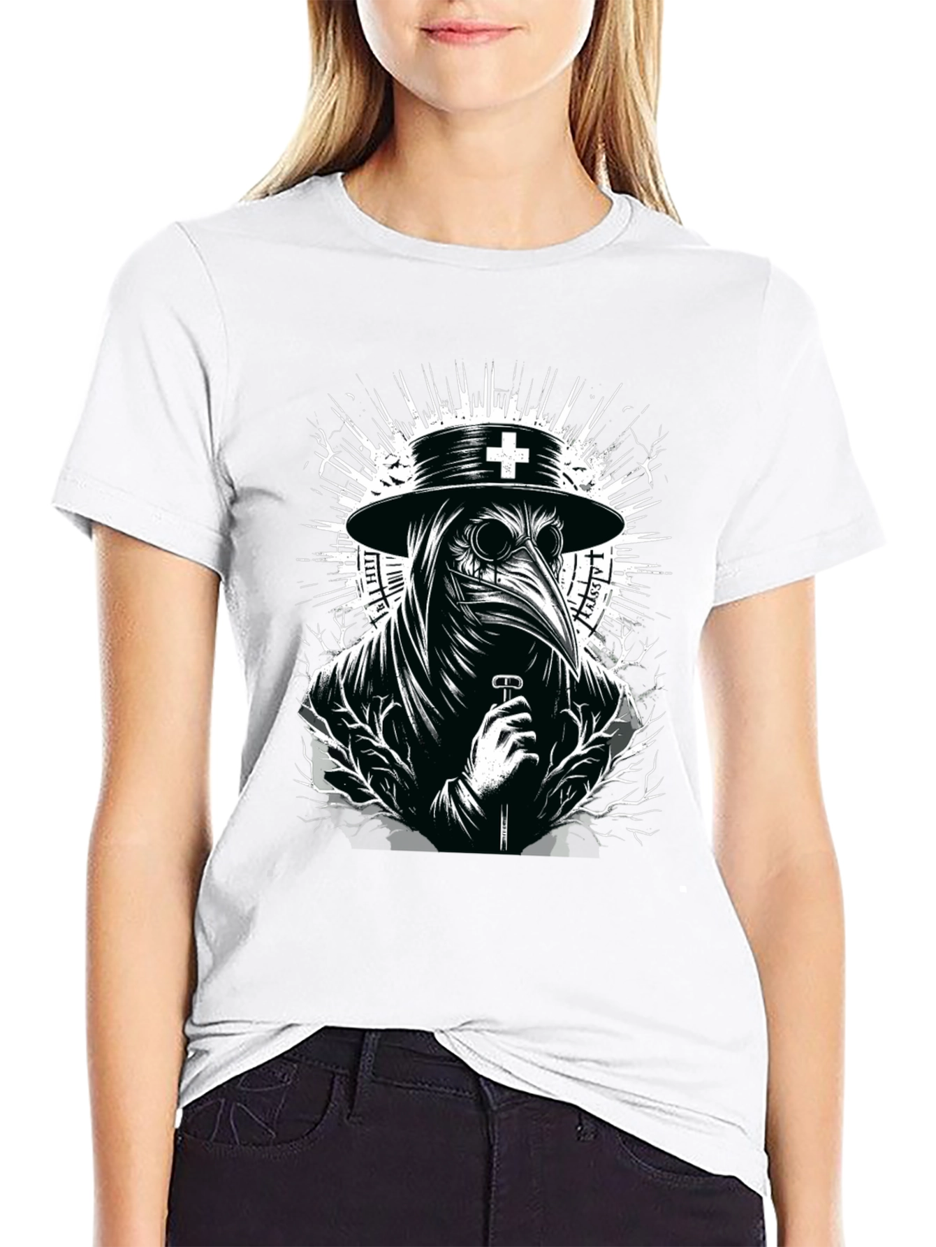 Plague Doctor Graphic T-Shirt - Black