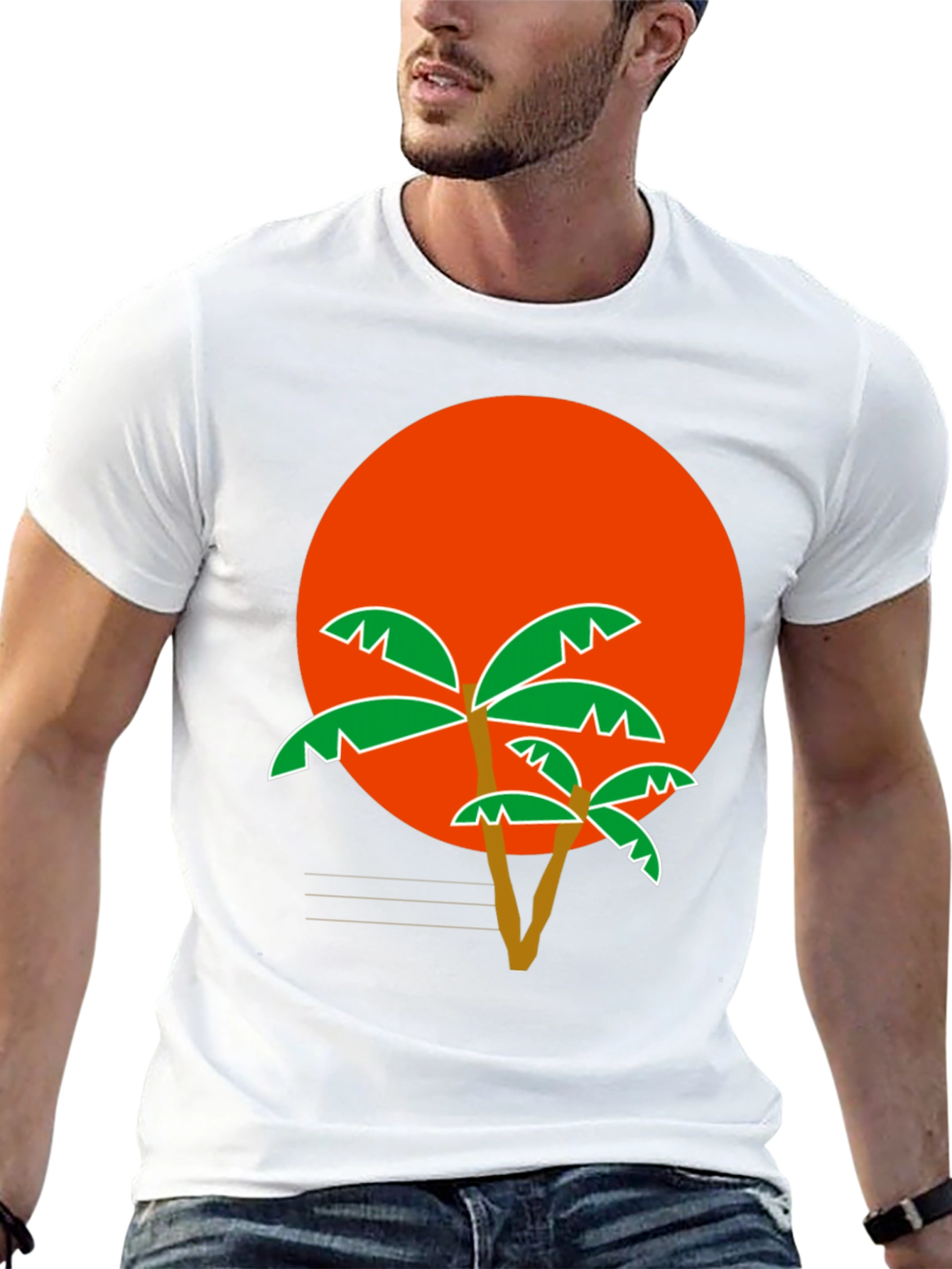 Tropical Sunset Palm Tree Graphic T-Shirt