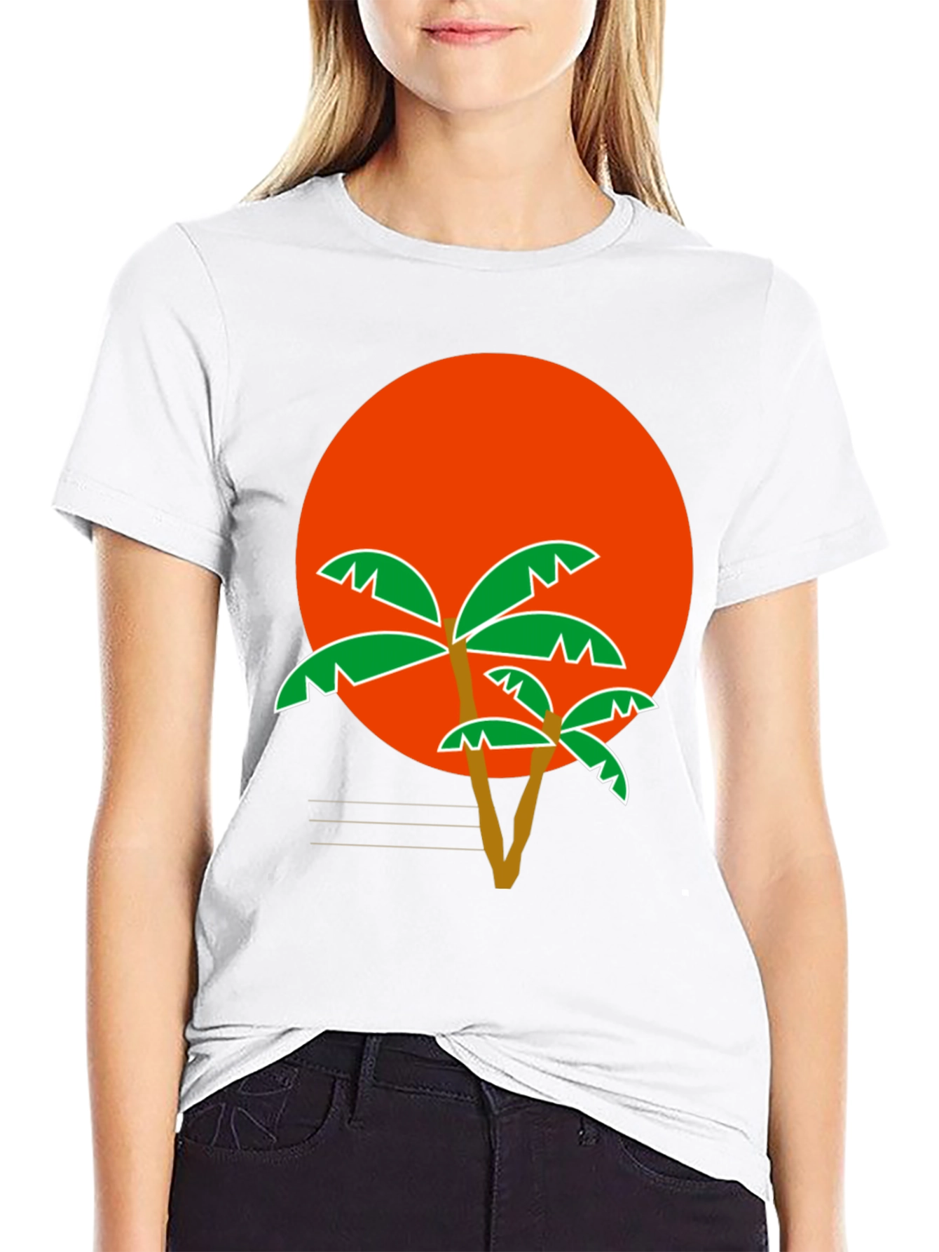 Tropical Sunset Palm Tree Graphic T-Shirt