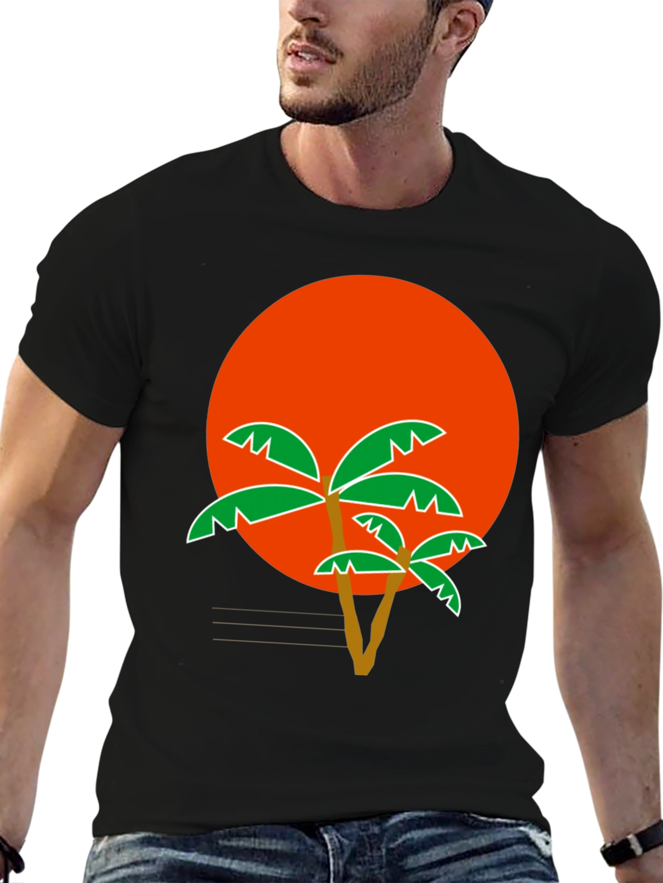 Tropical Sunset Palm Tree Graphic T-Shirt