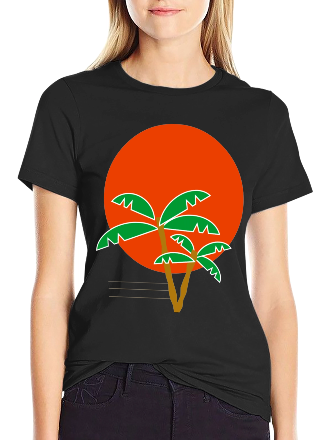 Tropical Sunset Palm Tree Graphic T-Shirt