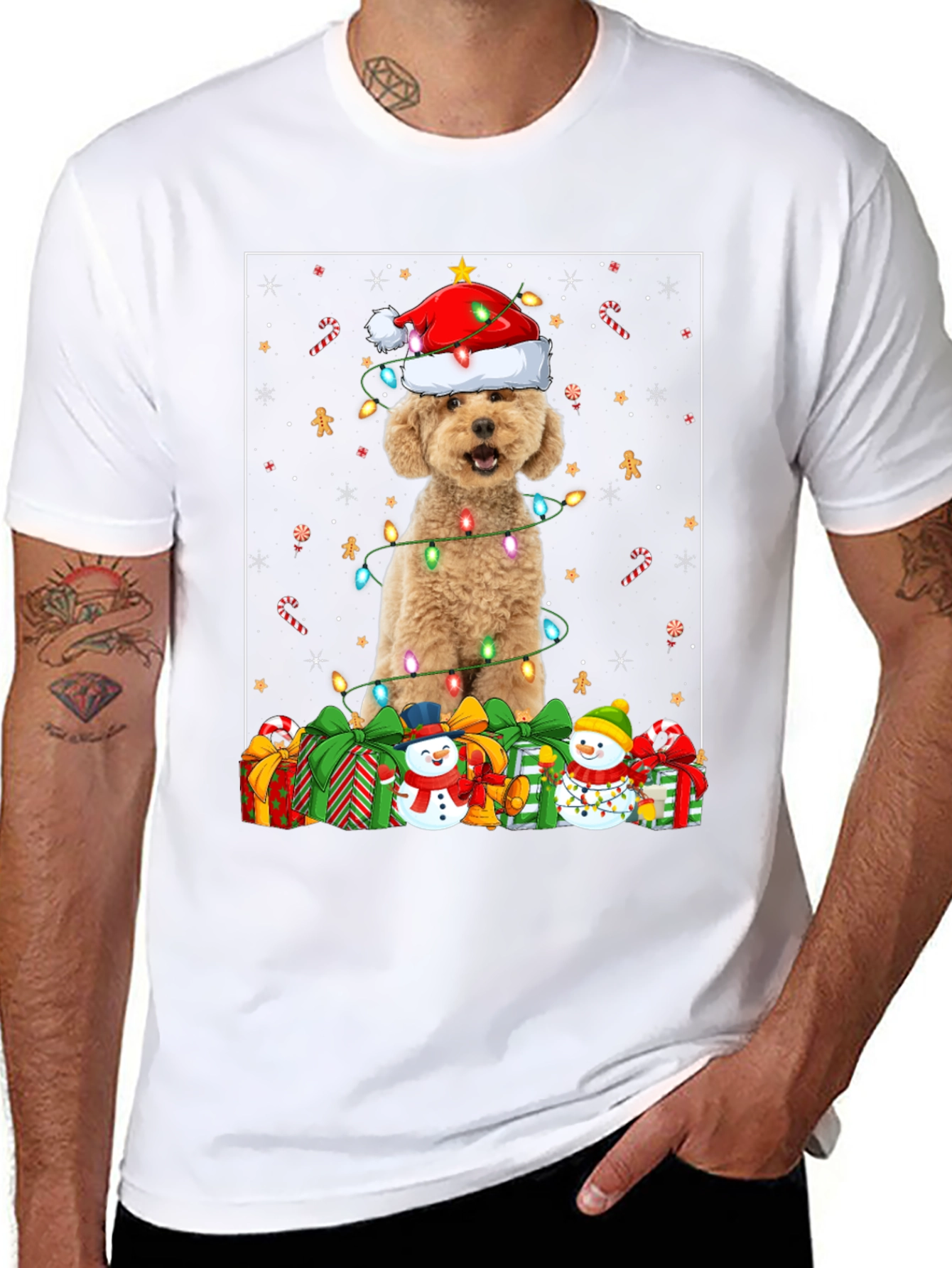 Christmas Dog T-Shirt - Holiday Festive Poodle