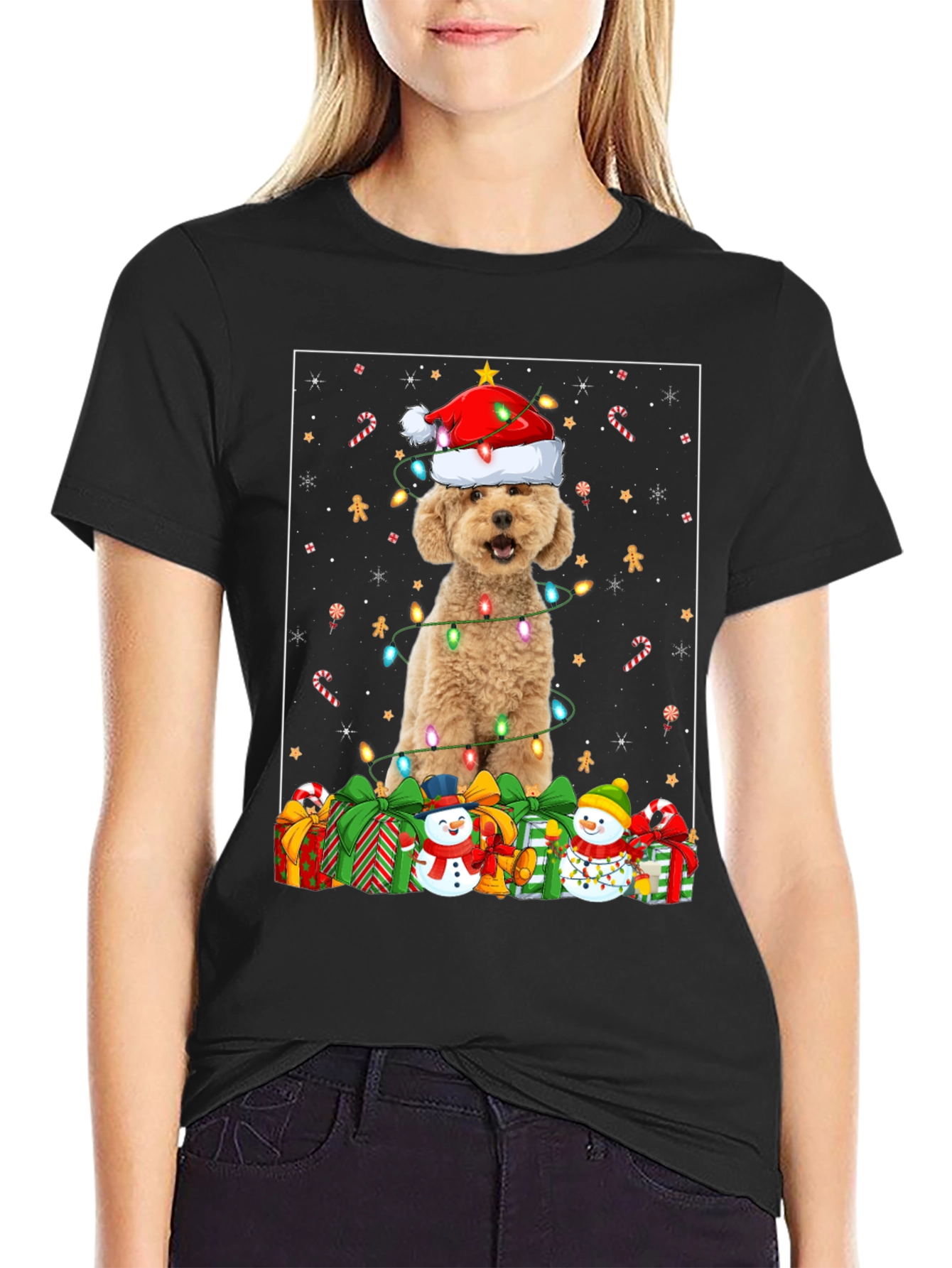 Christmas Dog T-Shirt - Holiday Festive Poodle