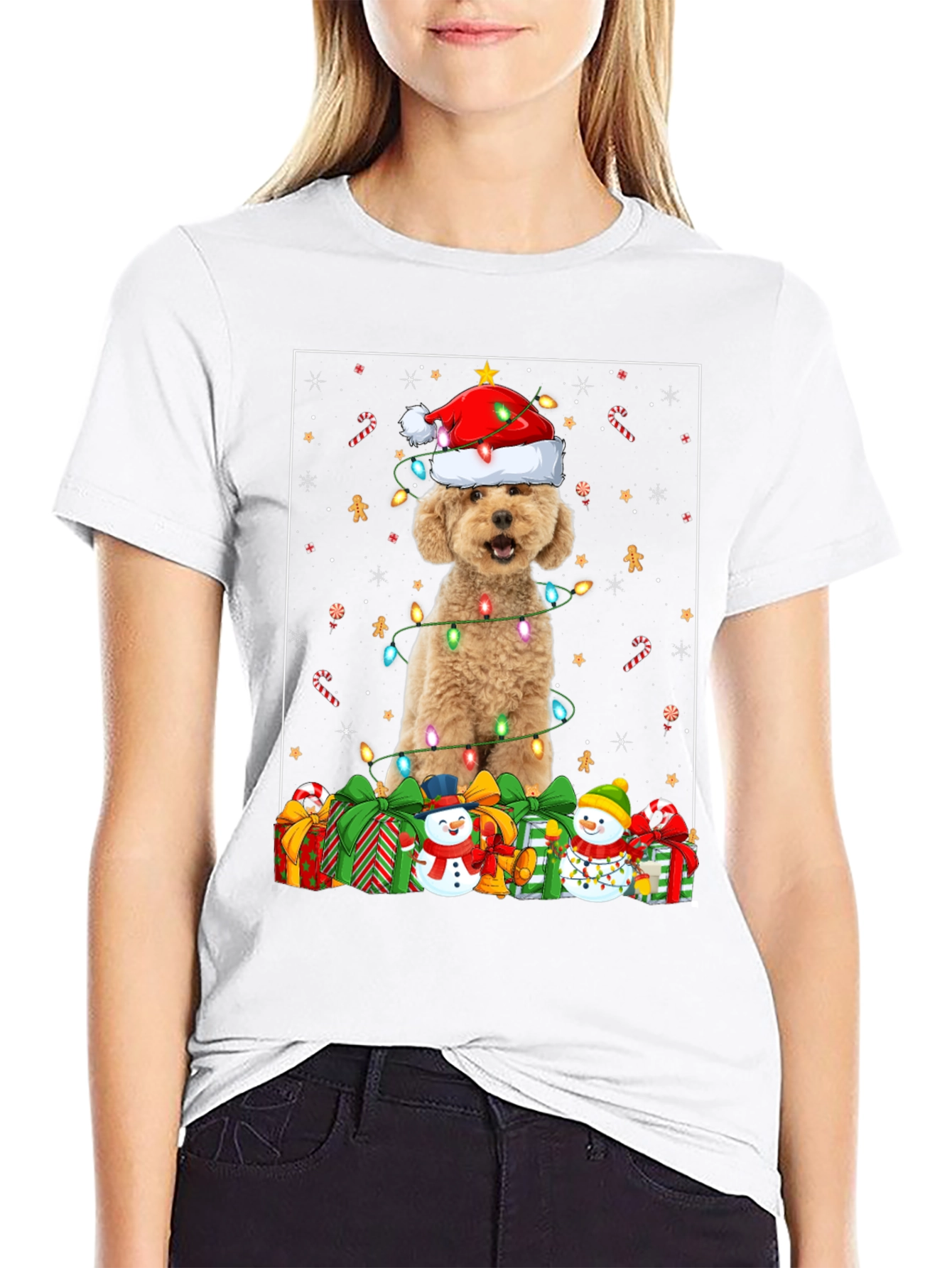 Christmas Dog T-Shirt - Holiday Festive Poodle