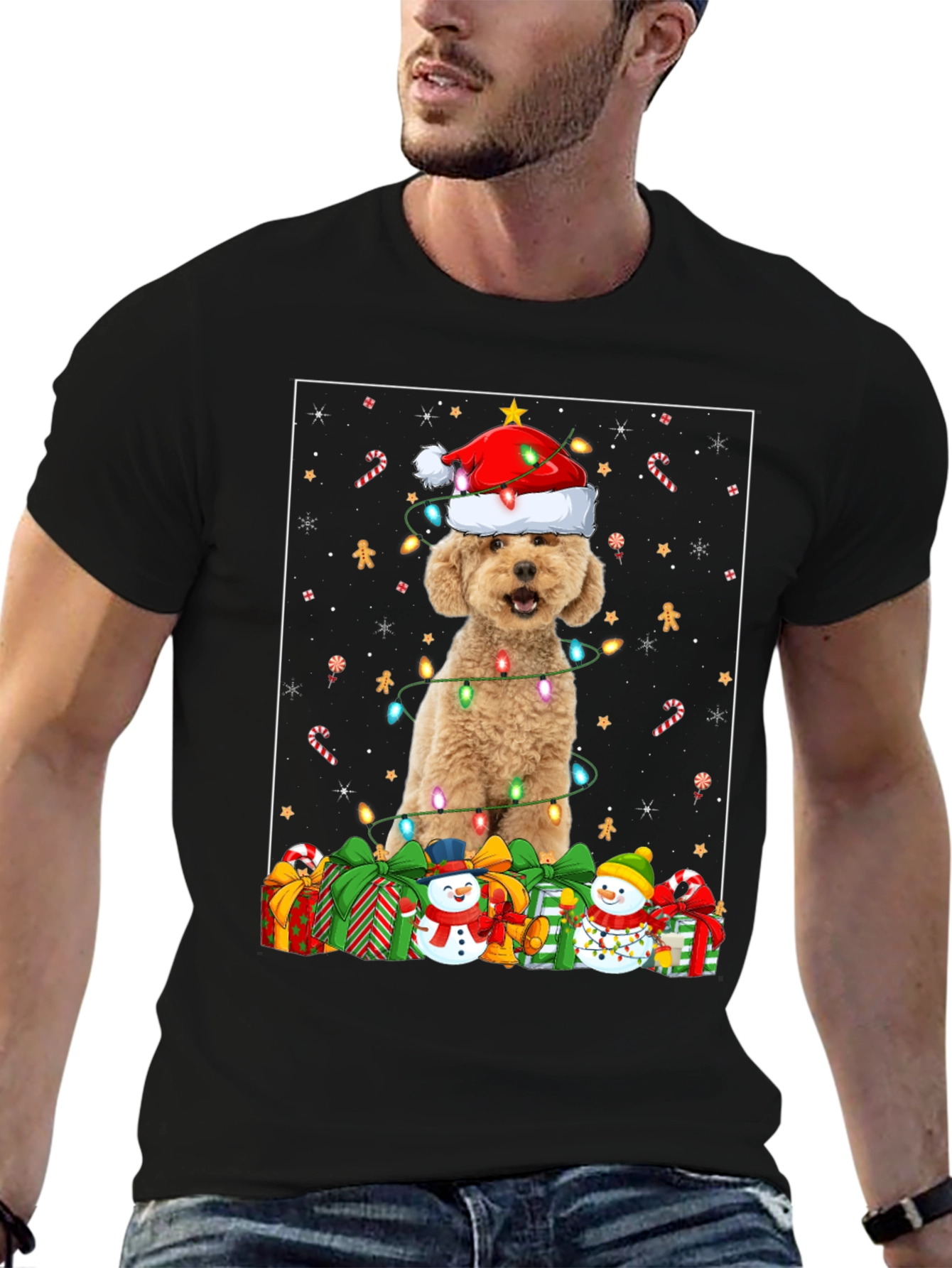 Christmas Dog T-Shirt - Holiday Festive Poodle