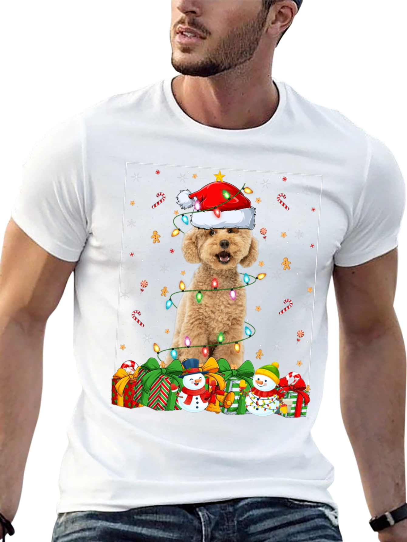 Christmas Dog T-Shirt - Holiday Festive Poodle
