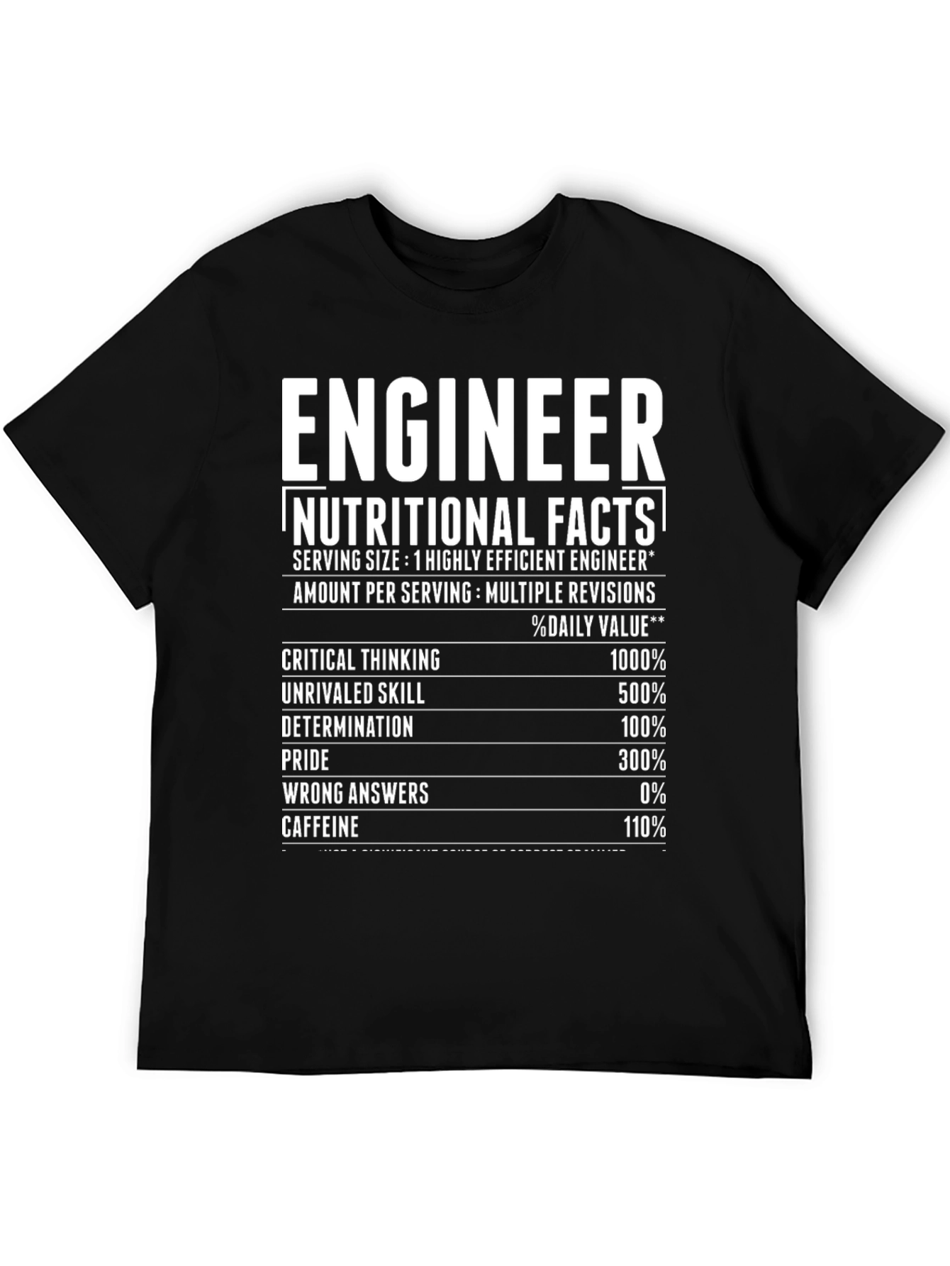 Engineer Nutritional Facts Black T-Shirt