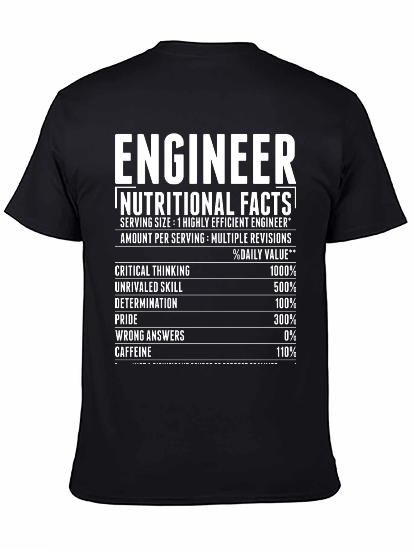 Engineer Nutritional Facts Black T-Shirt