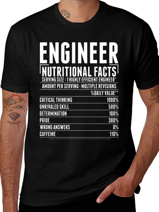 Engineer Nutritional Facts Black T-Shirt