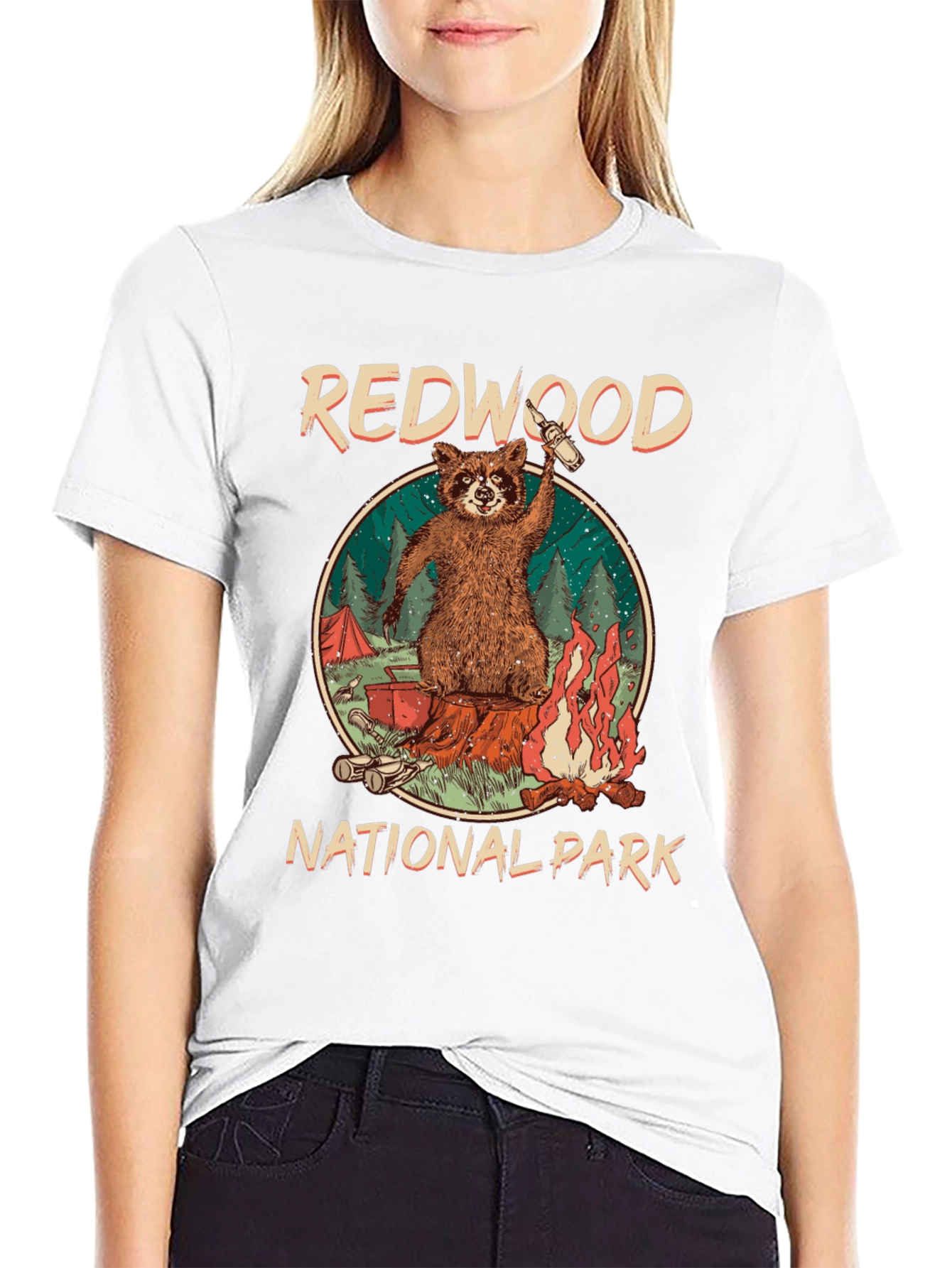 Redwood National Park Raccoon Camping T-Shirt