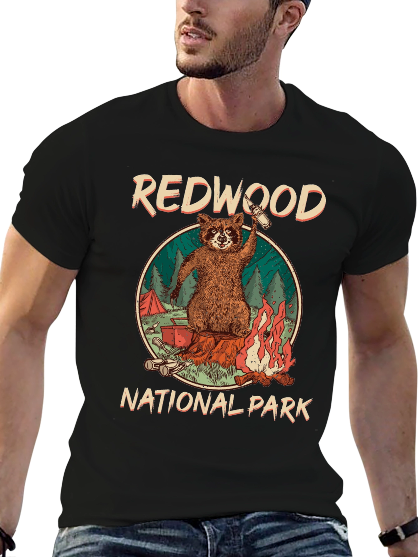 Redwood National Park Raccoon Camping T-Shirt