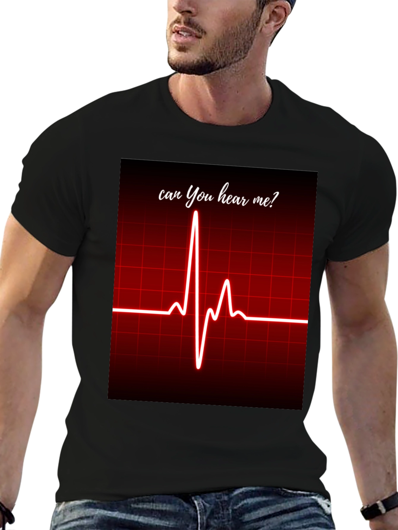 Can You Hear Me? ECG Heartbeat Graphic Tee