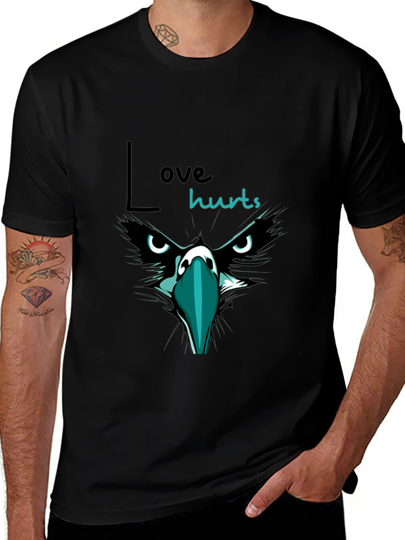 Love Hurts Graphic Print T-Shirt - Black