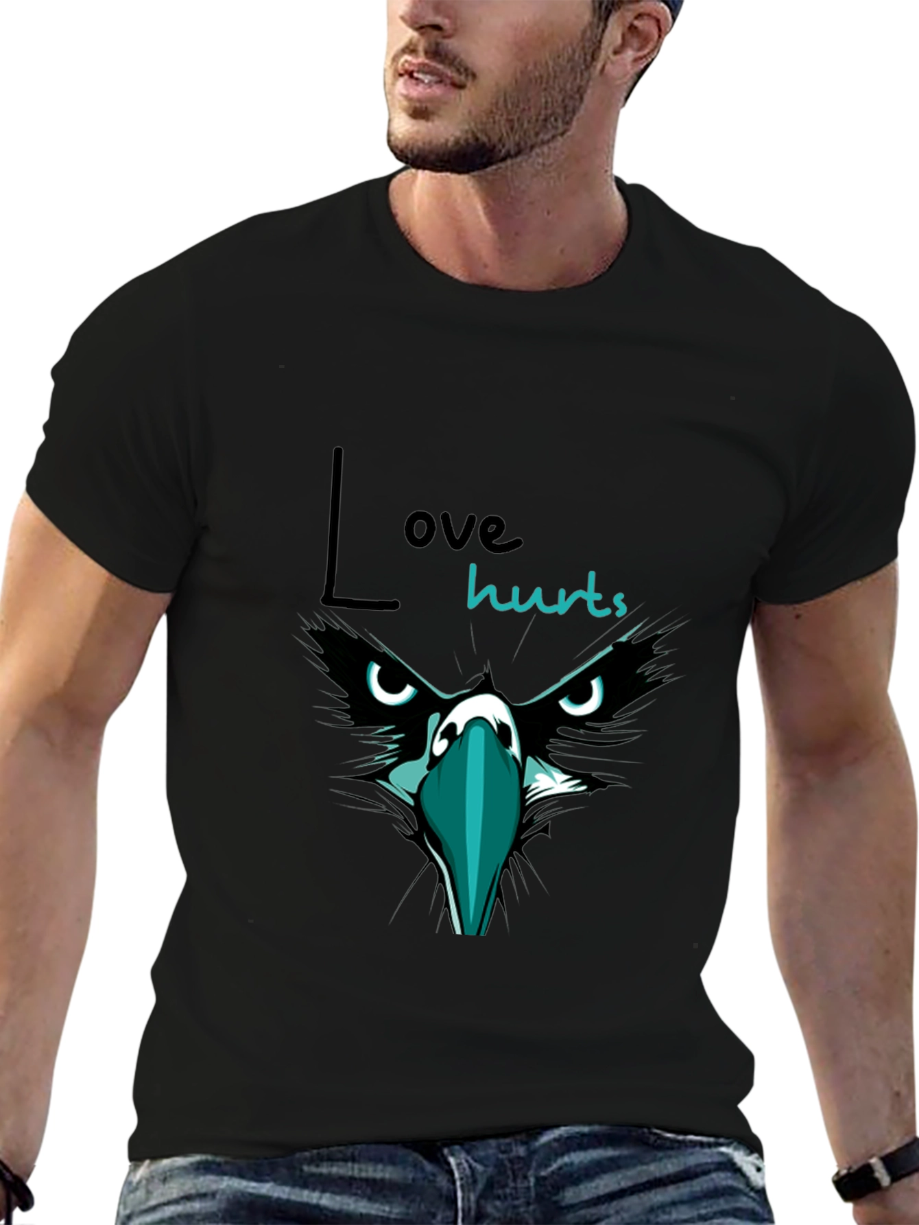 Love Hurts Graphic Print T-Shirt - Black