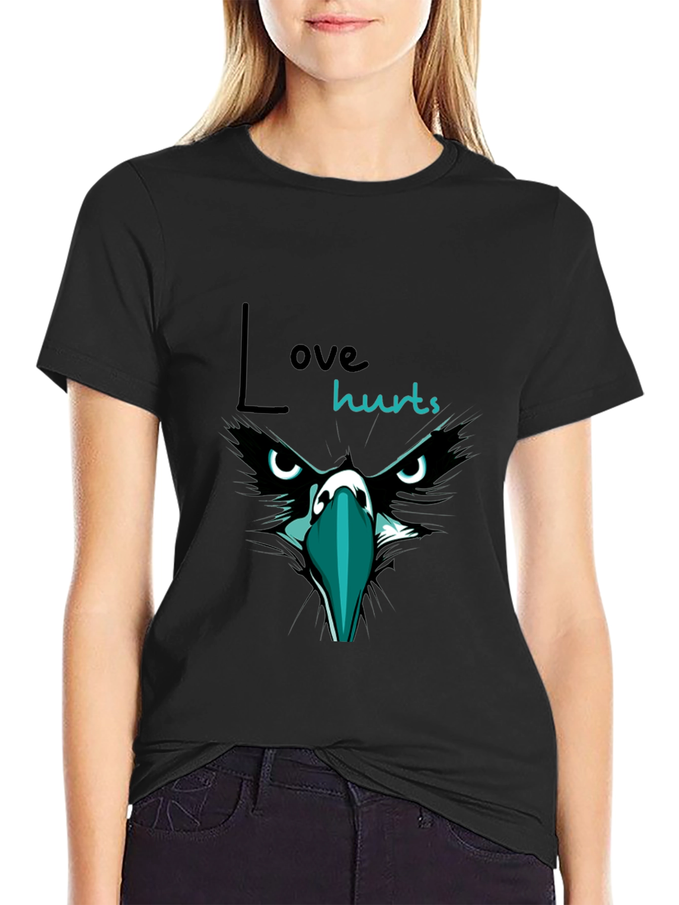Love Hurts Graphic Print T-Shirt - Black