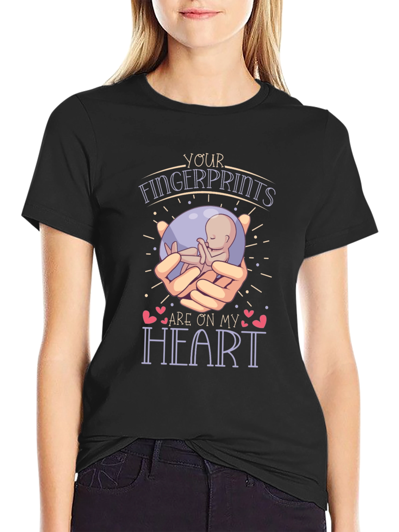 Baby Fingerprints on My Heart Graphic T-Shirt