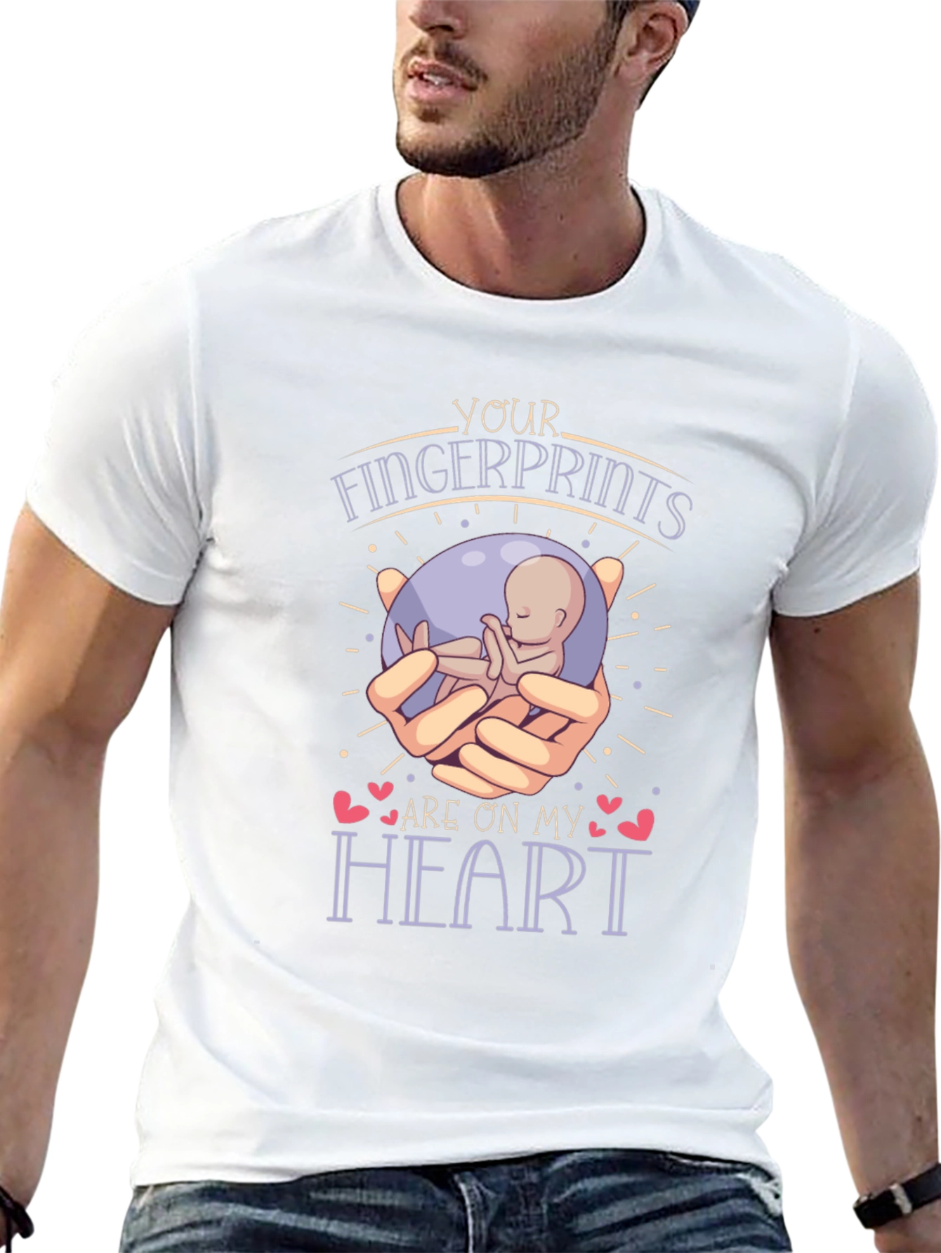 Baby Fingerprints on My Heart Graphic T-Shirt