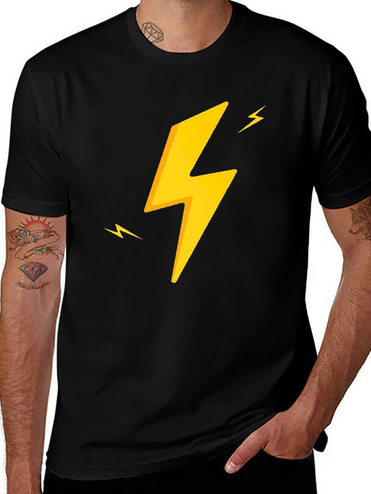Electric Bolt Tee - Black Cotton Graphic T-Shirt