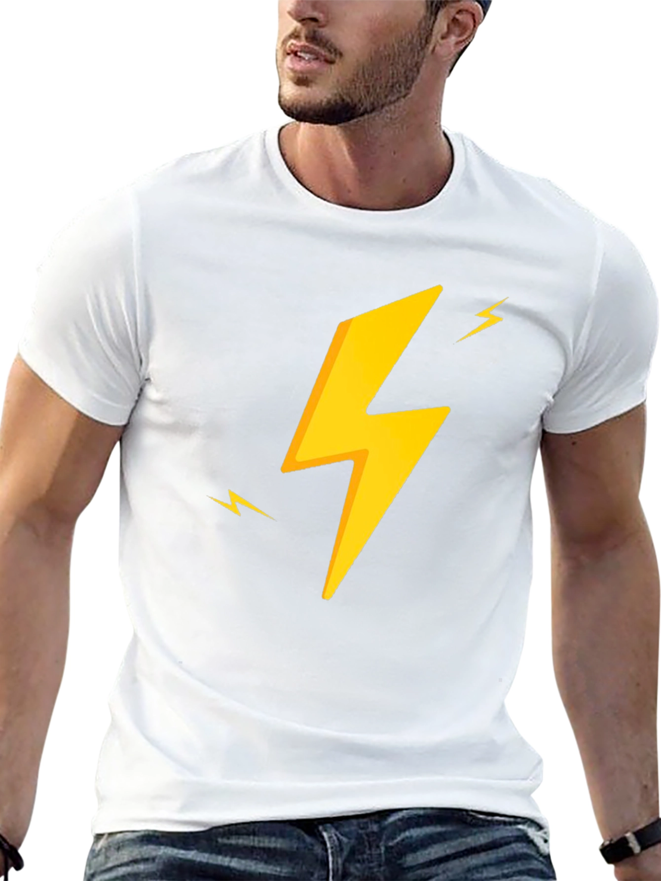 Electric Bolt Tee - Black Cotton Graphic T-Shirt