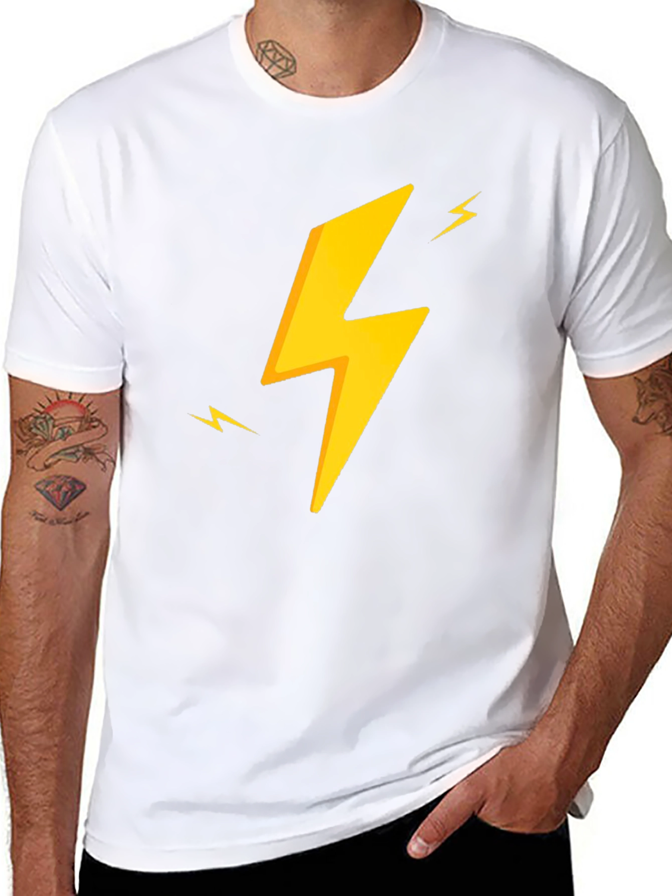 Electric Bolt Tee - Black Cotton Graphic T-Shirt