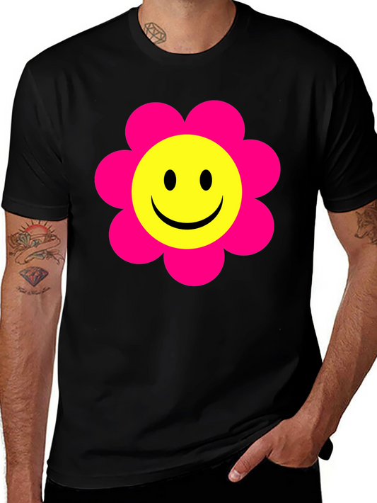 Smiley Face Flower T-Shirt - Retro Happy Tee