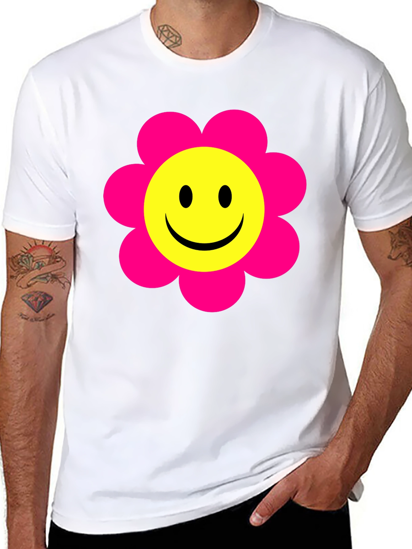 Smiley Face Flower T-Shirt - Retro Happy Tee