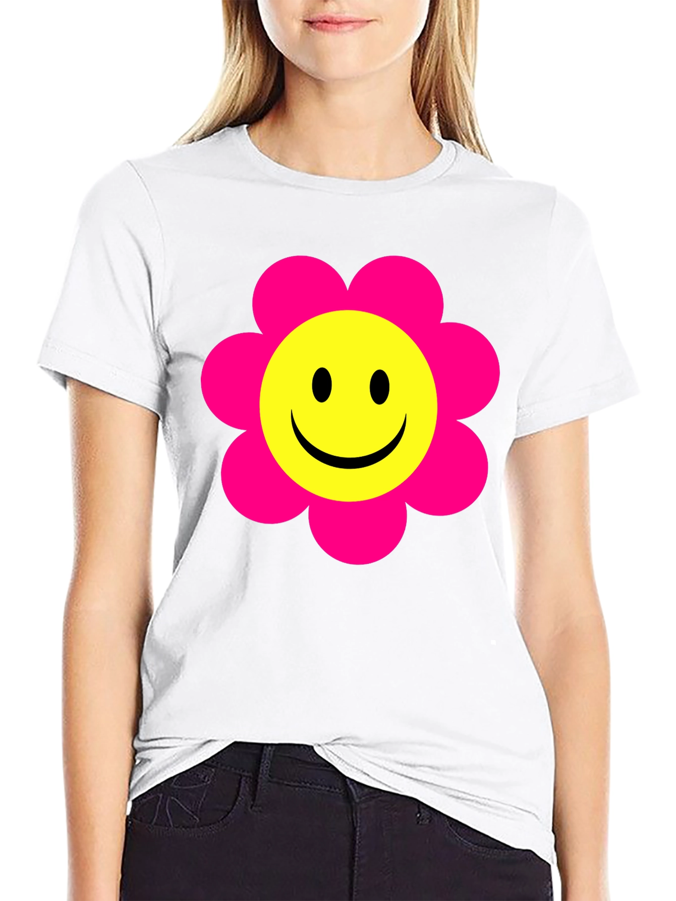 Smiley Face Flower T-Shirt - Retro Happy Tee