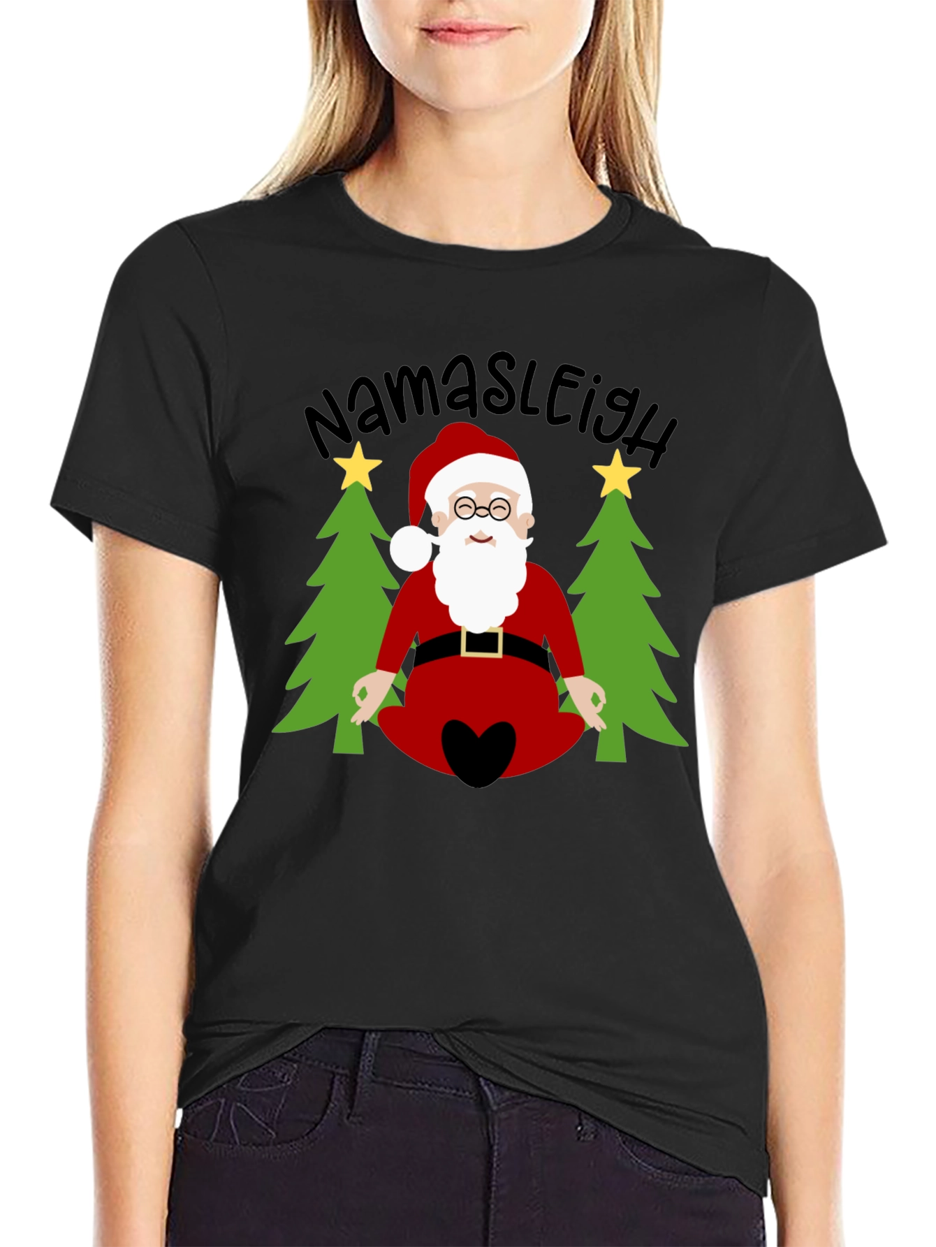 Namasleigh Santa T-Shirt - Holiday Yoga Tee