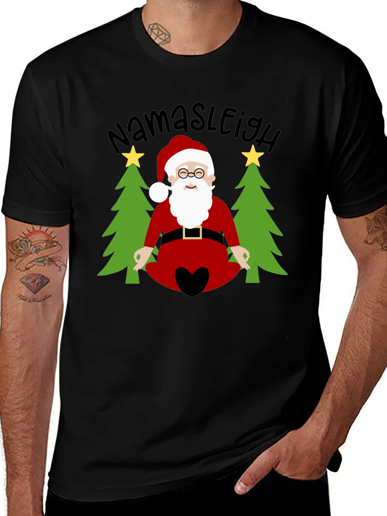 Namasleigh Santa T-Shirt - Holiday Yoga Tee
