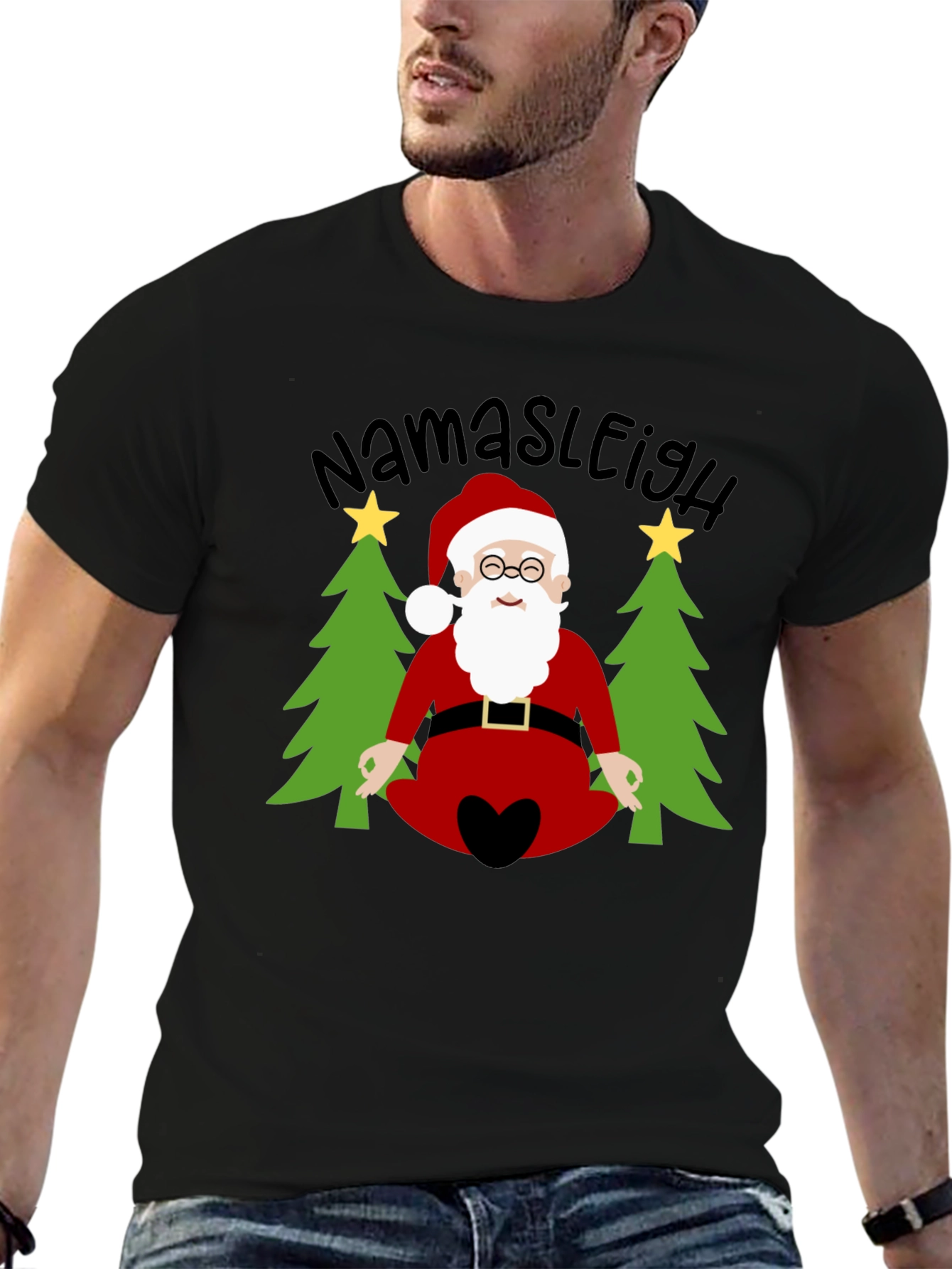 Namasleigh Santa T-Shirt - Holiday Yoga Tee