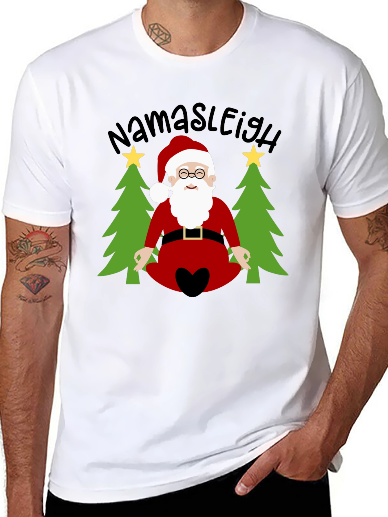 Namasleigh Santa T-Shirt - Holiday Yoga Tee