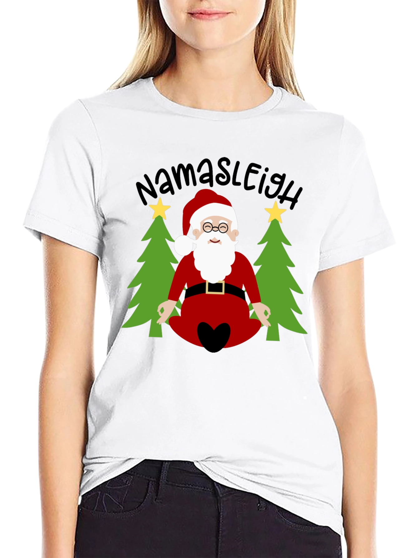Namasleigh Santa T-Shirt - Holiday Yoga Tee