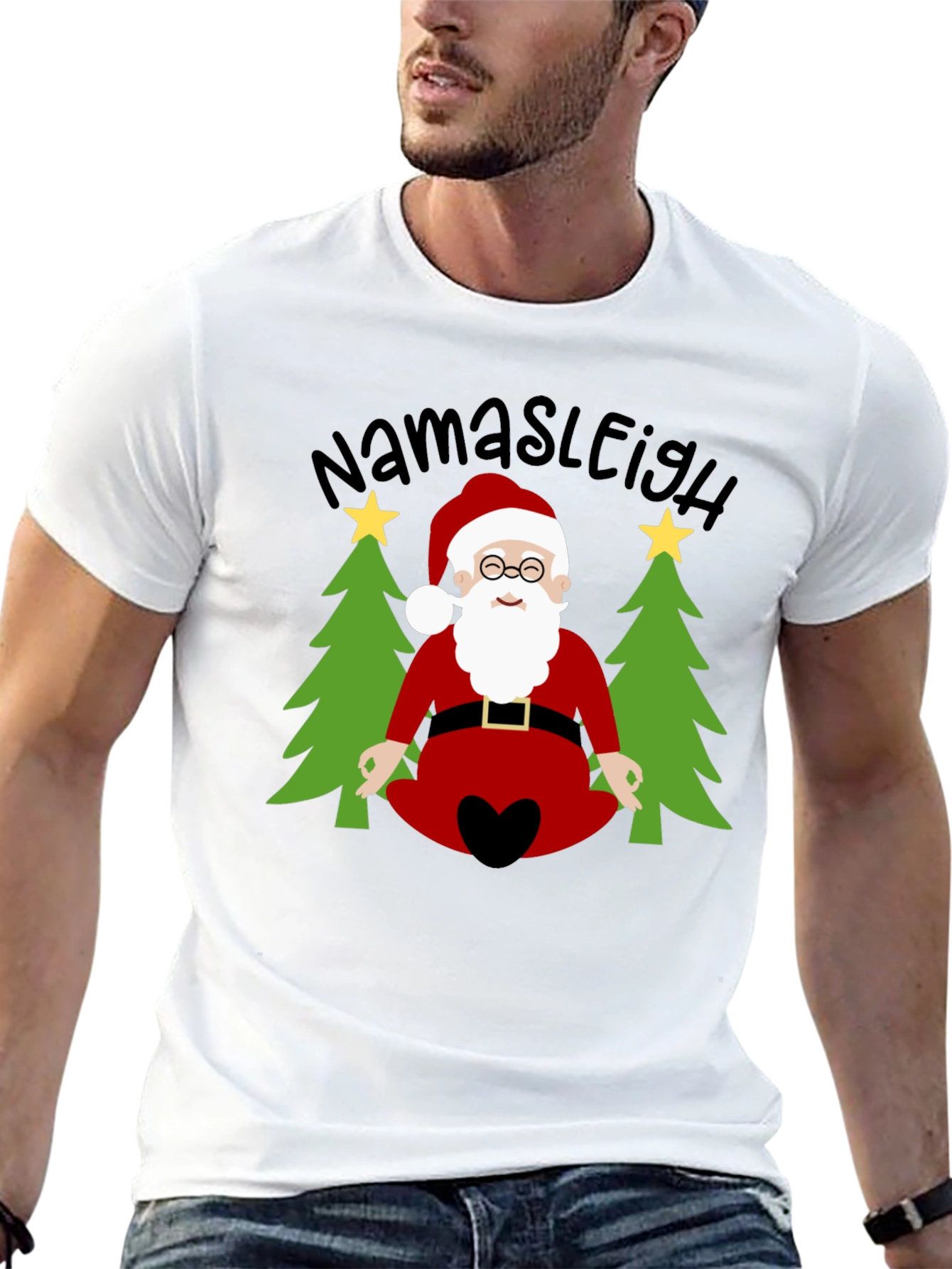 Namasleigh Santa T-Shirt - Holiday Yoga Tee