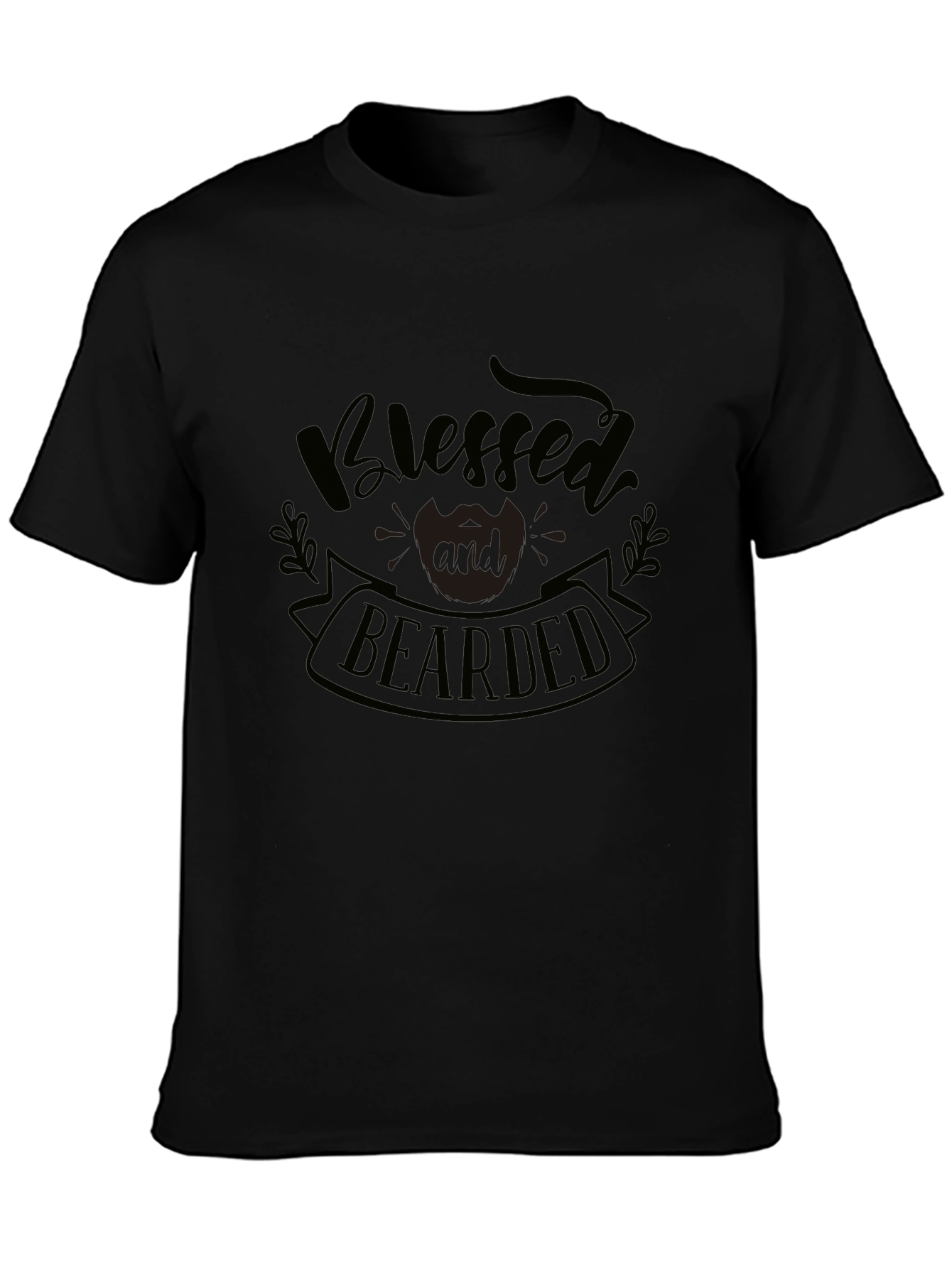 Blessed Bearded Graphic Tee - Black Cotton T-Shirt