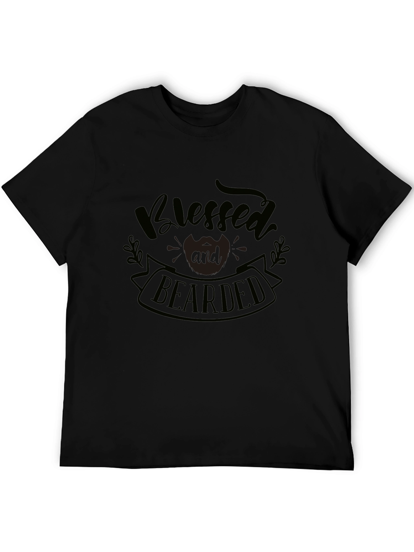 Blessed Bearded Graphic Tee - Black Cotton T-Shirt