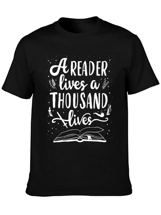 Reader Lives Thousand Lives Black T-Shirt
