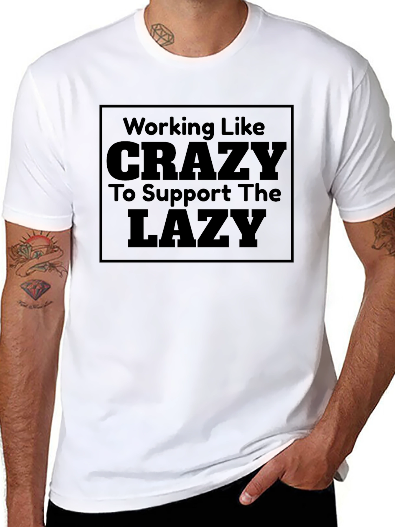 Working Like Crazy Mens Black Graphic Tee