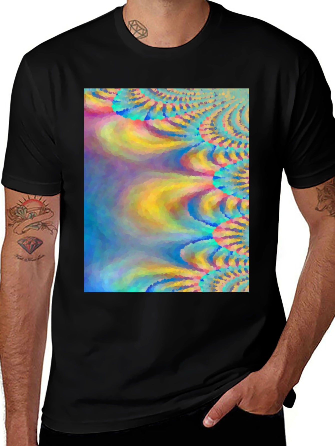 Vibrant Abstract Art Black T-Shirt