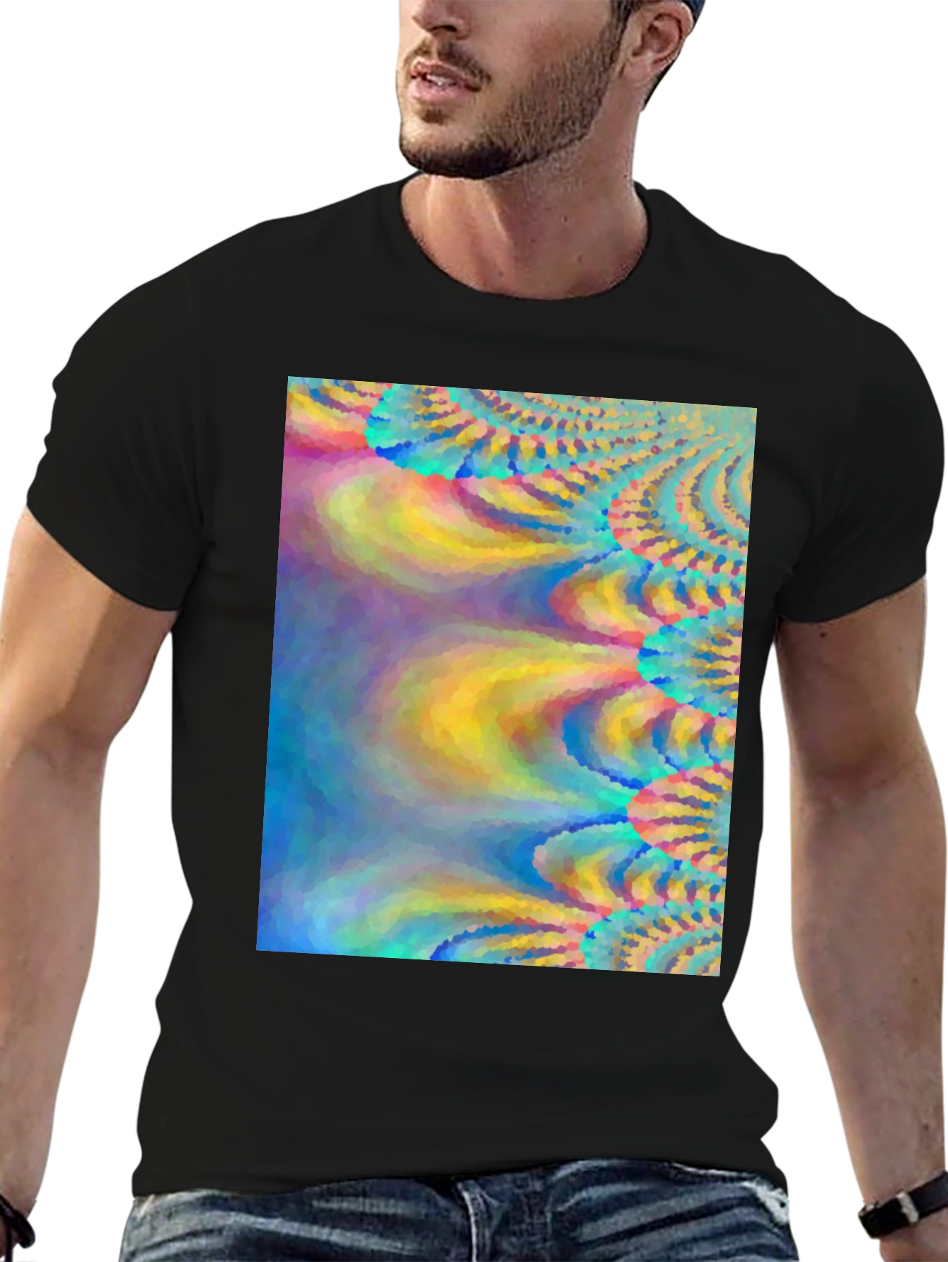 Vibrant Abstract Art Black T-Shirt