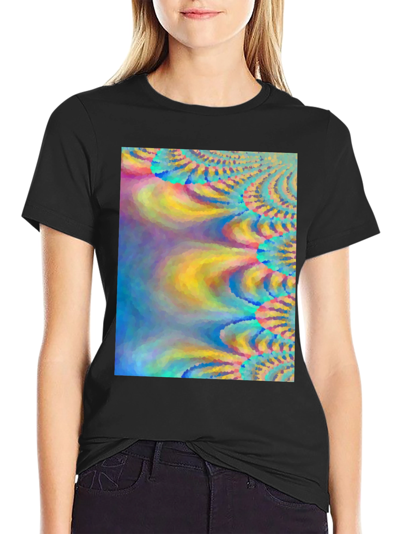 Vibrant Abstract Art Black T-Shirt