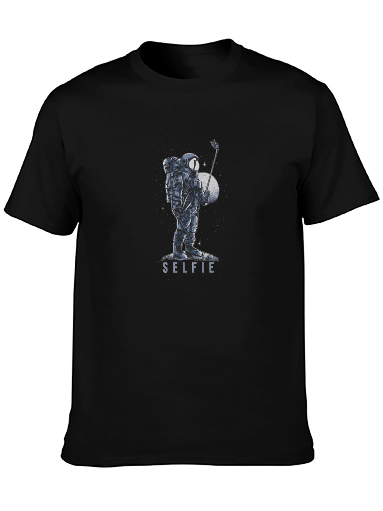 Astronaut Selfie Graphic Tee - Black Cotton Blend