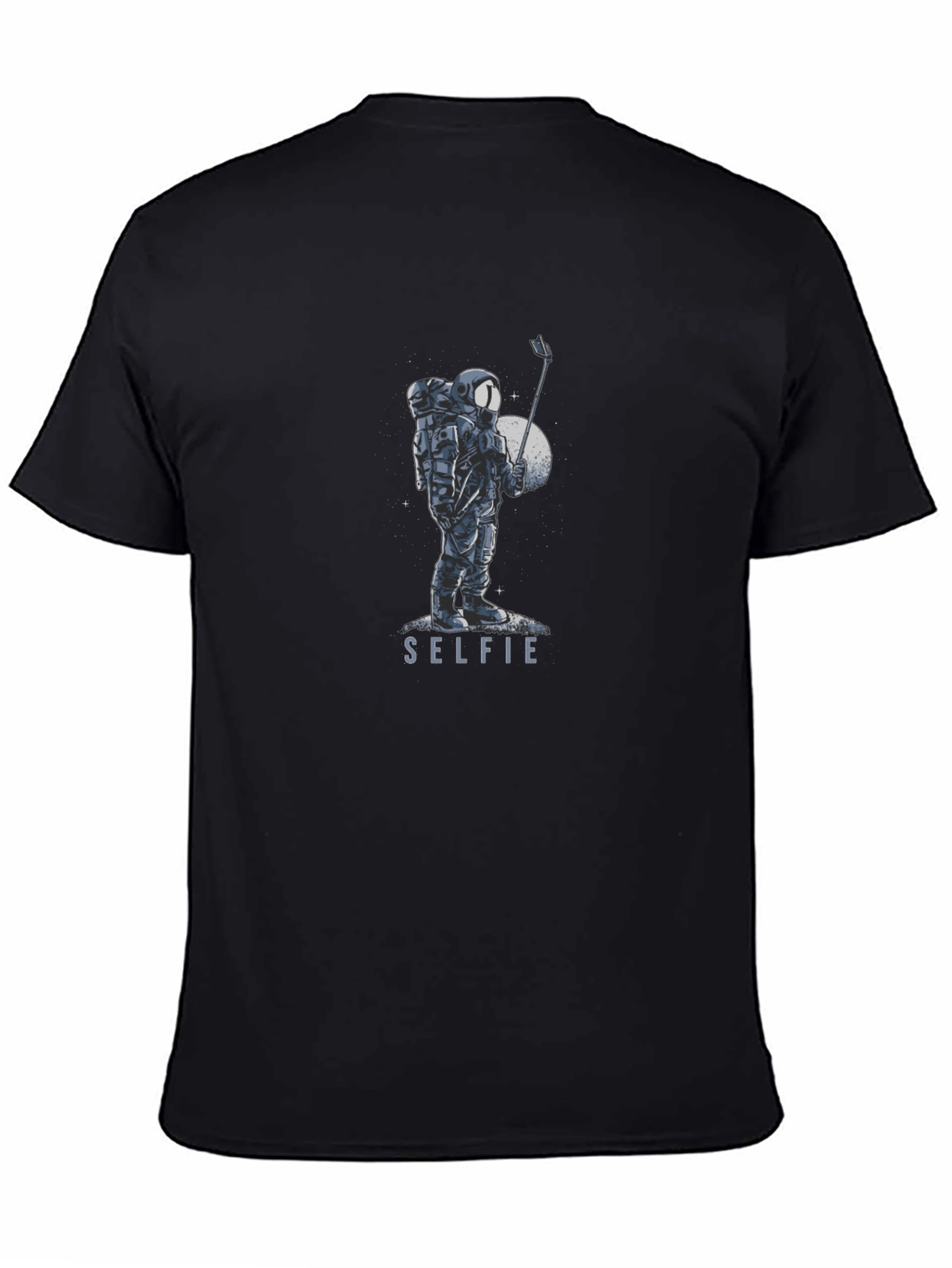 Astronaut Selfie Graphic Tee - Black Cotton Blend