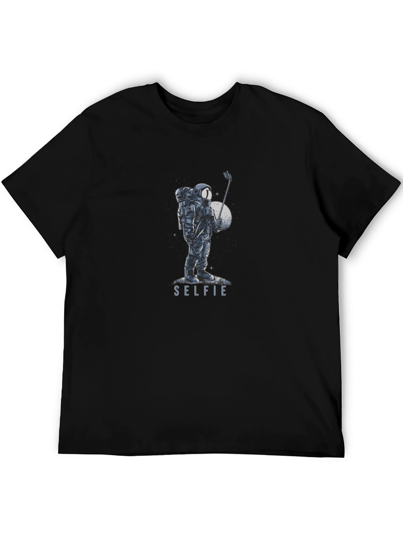 Astronaut Selfie Graphic Tee - Black Cotton Blend