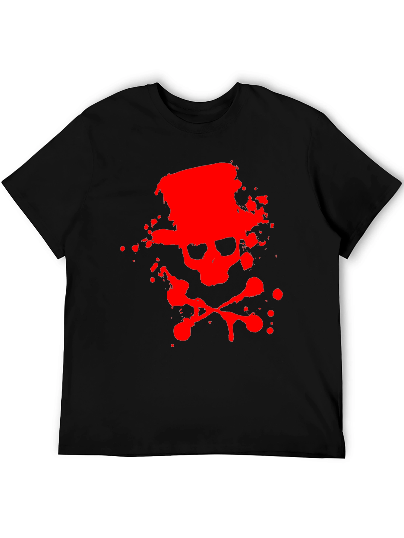 Red Skull & Crossbones Graphic Black T-Shirt